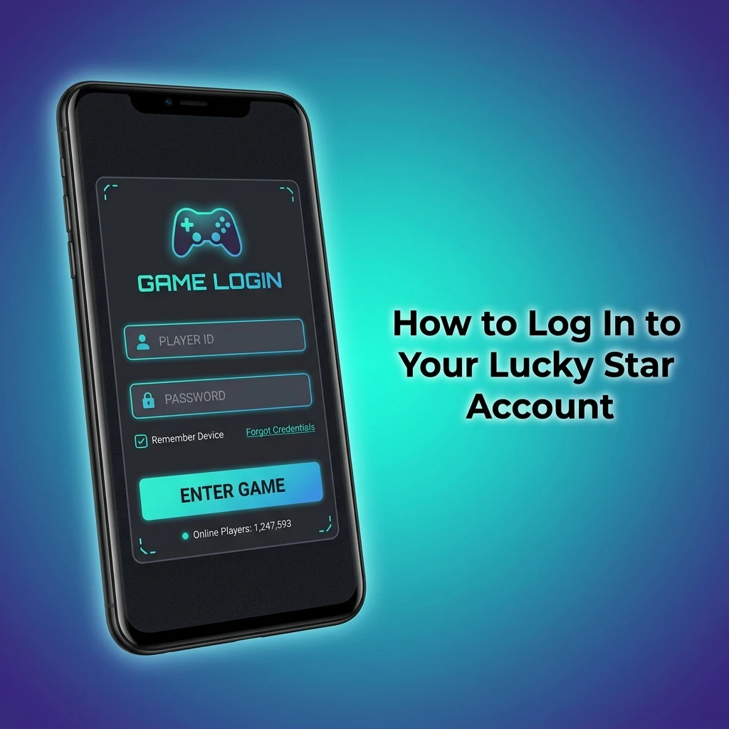 Lucky Star account login page showing sign-in steps including credentials entry and two-factor authentication process