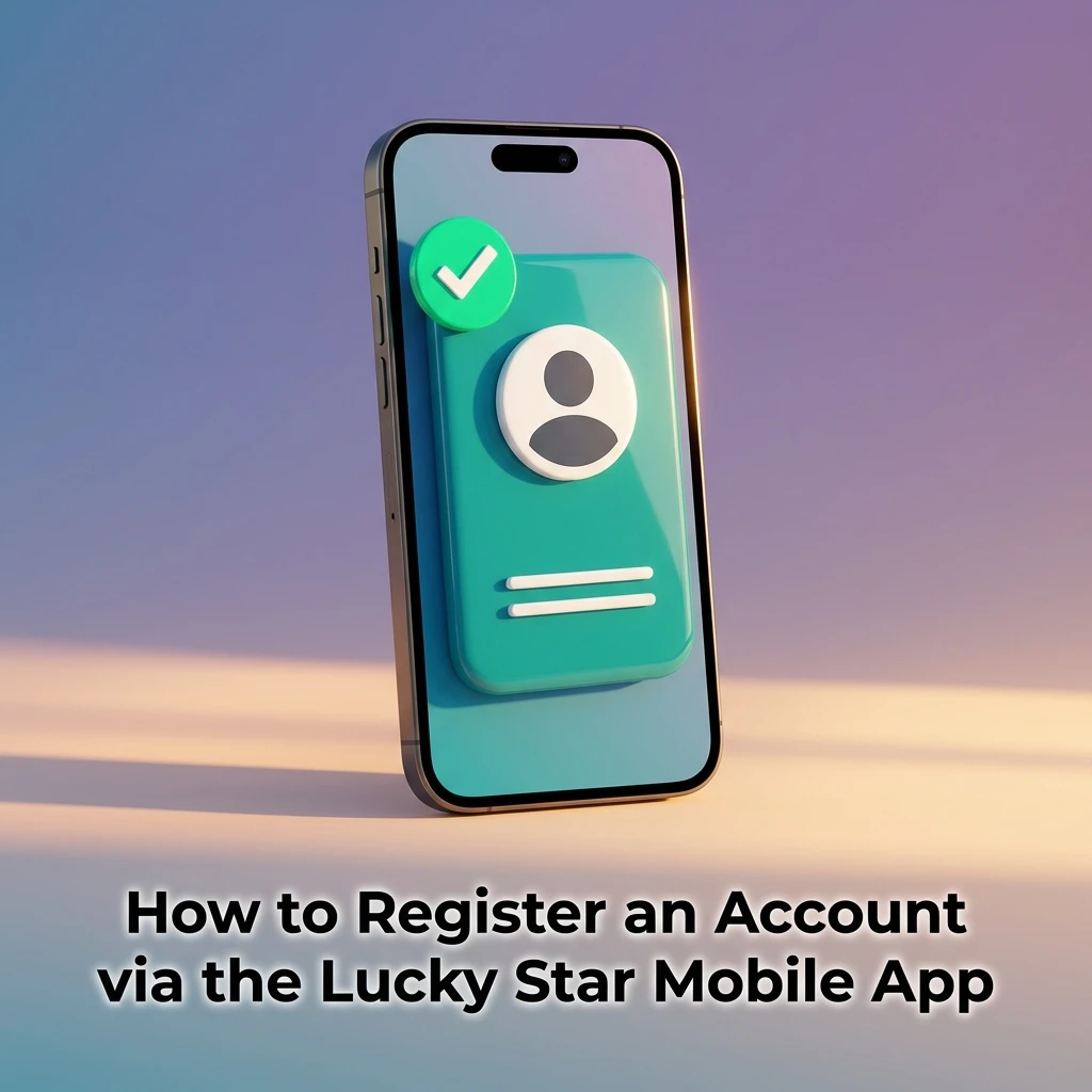 Lucky Star mobile app registration screen showing step-by-step account creation process with form fields