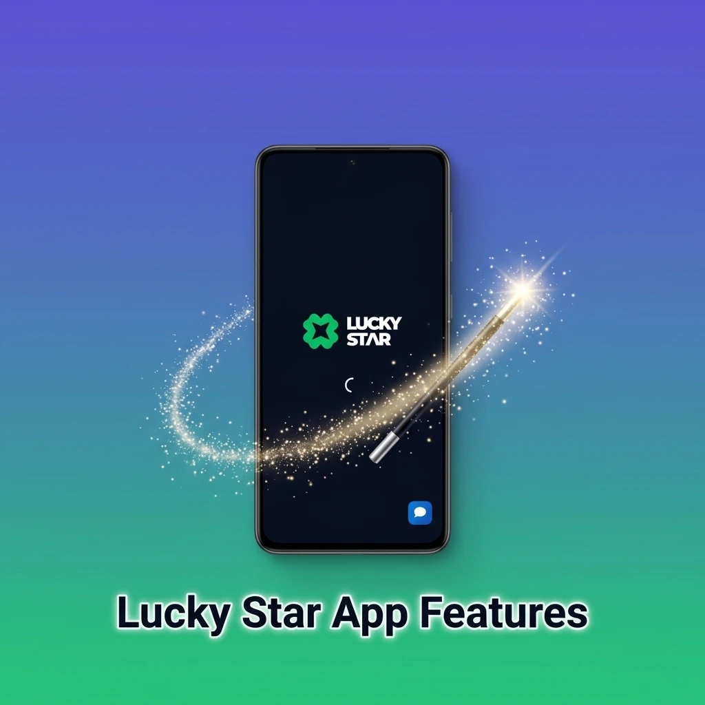 Lucky Star app features including live betting, casino games, UPI deposits, withdrawals, and profile tools for Indian players