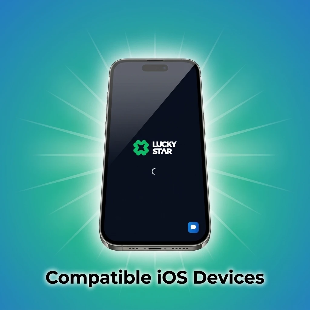 Lucky Star app compatible iOS devices list including iPhone X through iPhone 15 series and iPad models from 2018 onwards