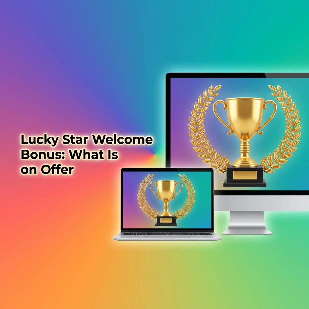 Lucky Star welcome bonus table showing up to 500% deposit match and 100 free spins with 35x wagering requirement